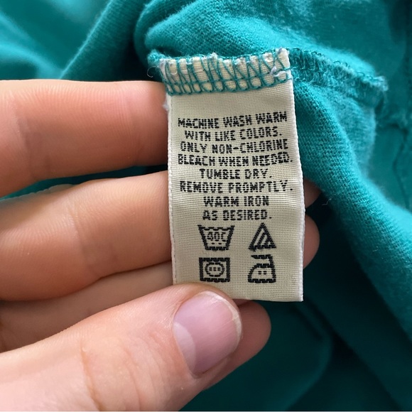 Vintage 90s Eddie Bauer T-Shirt Mens Medium Blank Cotton Classic Turquoise Blue - Picture 5 of 7